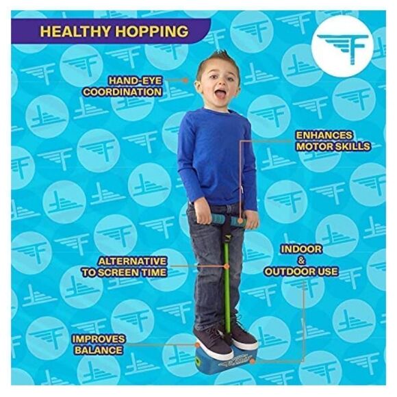 POGO HOPPER My First Flybar blue green Jump & Squeak indoor outdoor exercise toy - Picture 6 of 6